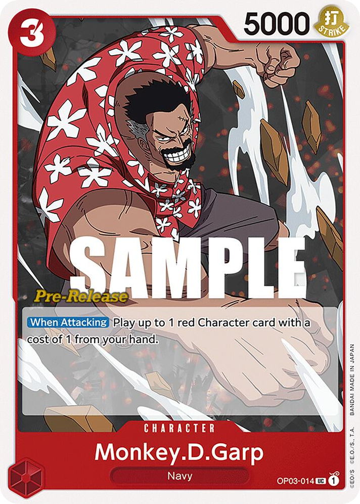 Monkey.D.Garp OP03-014 Pre-Release Stamp card, Pillars of Strength