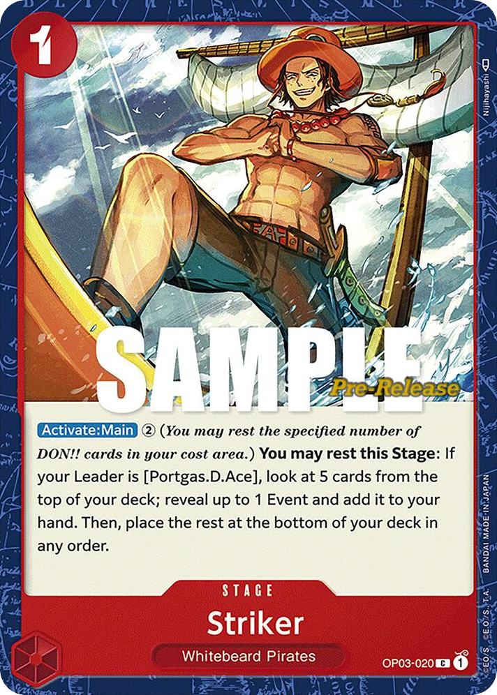 Striker OP03-020 Pre-Release Stamp card, Pillars of Strength