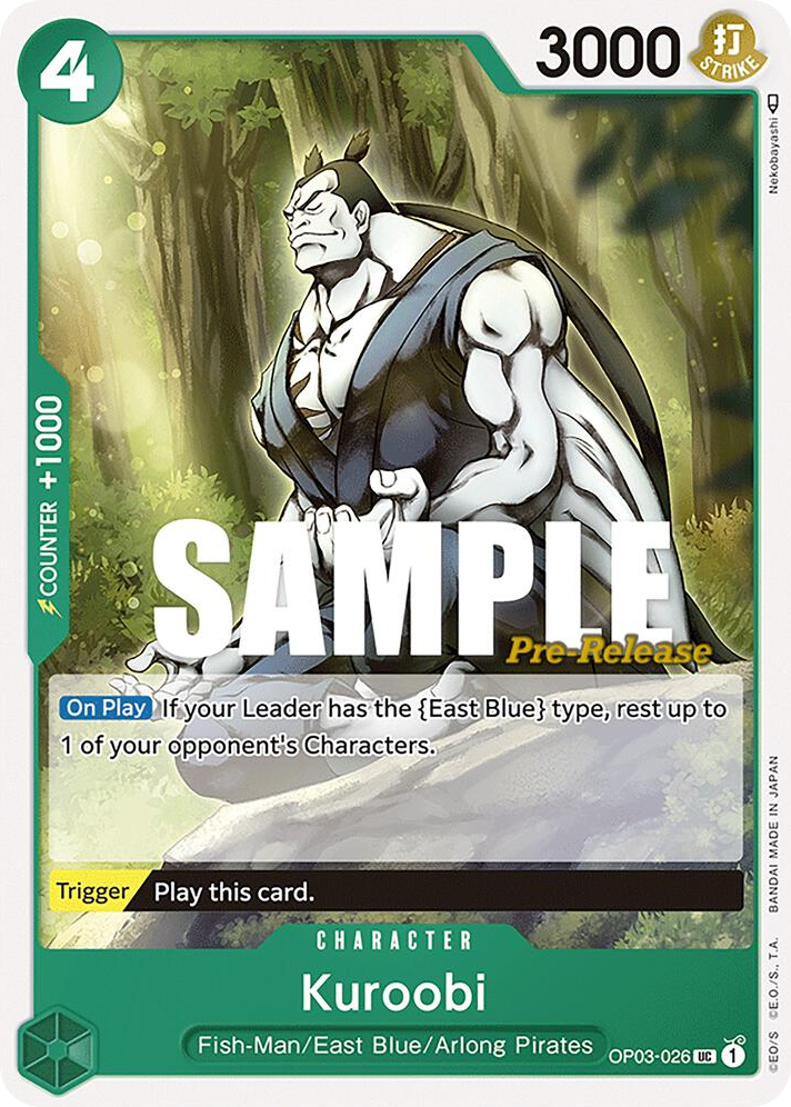 Kuroobi OP03-026 Pre-Release Stamp card, Pillars of Strength