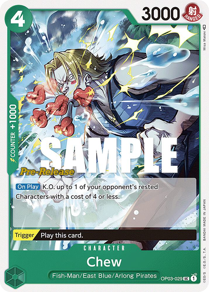 Chew OP03-029 Pre-Release Stamp card, Pillars of Strength