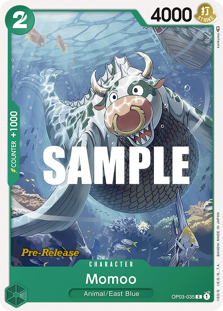 Momoo OP03-035 Pre-Release Stamp card, Pillars of Strength