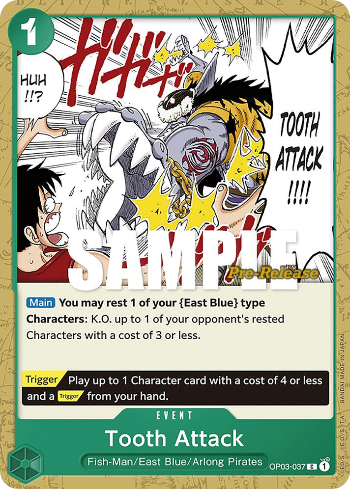Tooth Attack OP03-037 Pre-Release Stamp card, Pillars of Strength