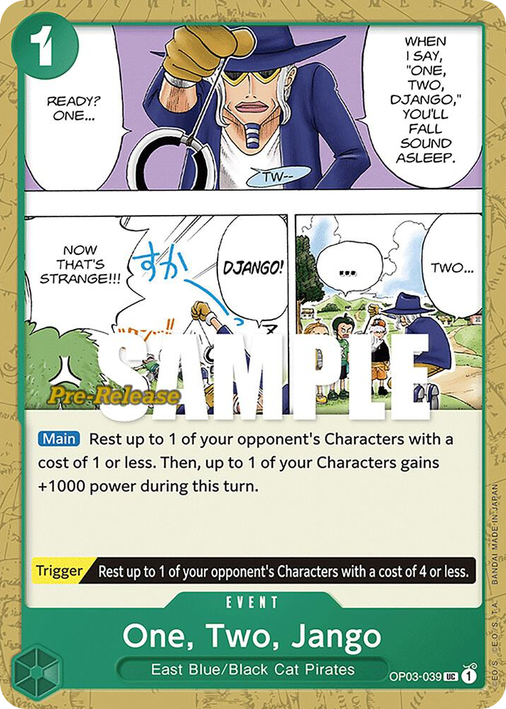 One, Two, Jango OP03-039 Pre-Release Stamp card, Pillars of Strength