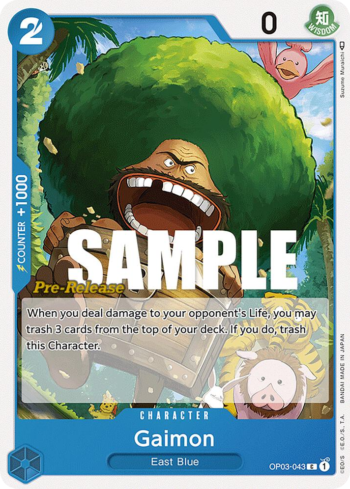 Gaimon OP03-043 Pre-Release Stamp card, Pillars of Strength
