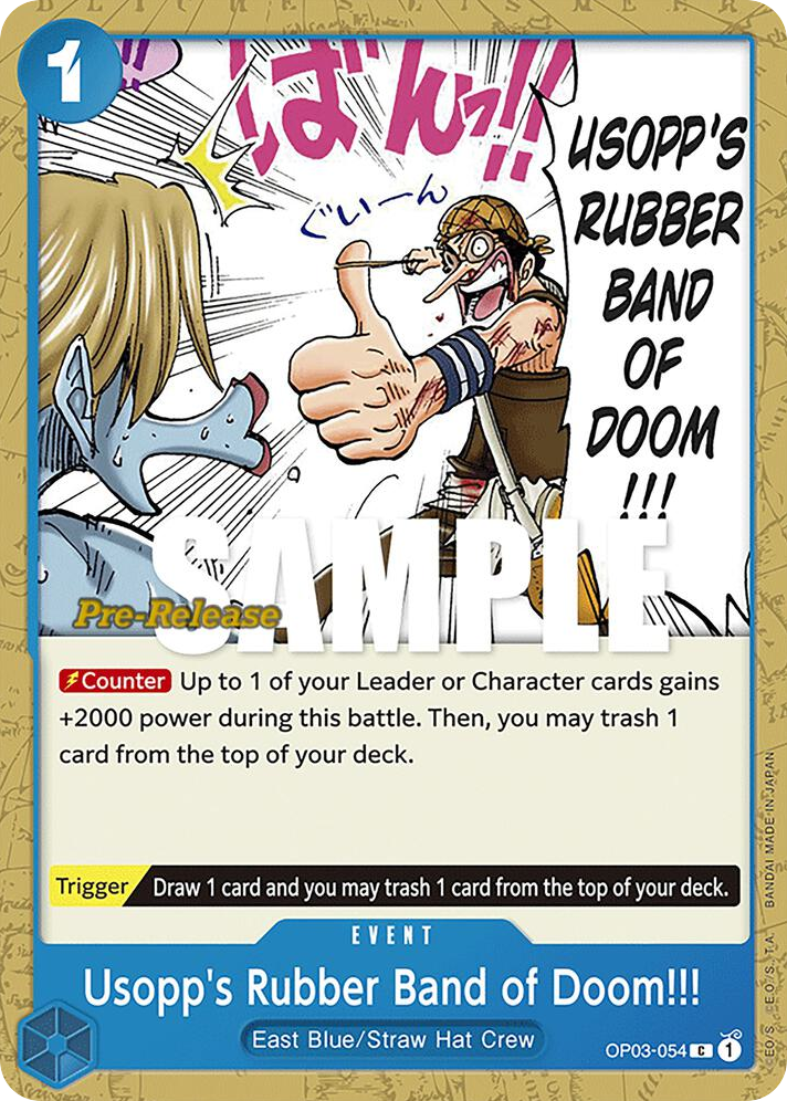 Usopp's Rubber Band of Doom!!! OP03-054 Pre-Release Stamp card, Pillars of Strength