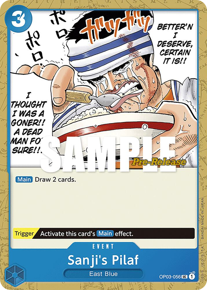 Sanji's Pilaf OP03-056 Pre-Release Stamp card, Pillars of Strength