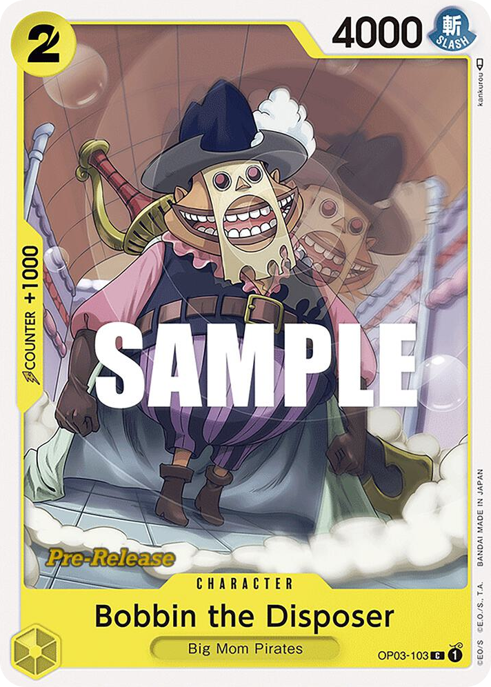 Bobbin the Disposer OP03-103 Pre-Release Stamp card, Pillars of Strength