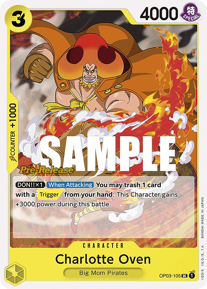 Charlotte Oven OP03-105 Pre-Release Stamp card, Pillars of Strength