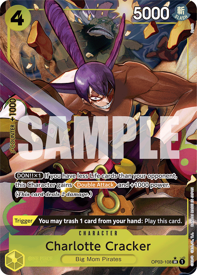 Charlotte Cracker OP03-108 Premium Alt Art card, Pillars of Strength