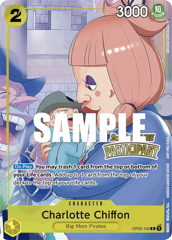 Charlotte Chiffon OP03-109 Offline Participant Stamp card, Pillars of Strength