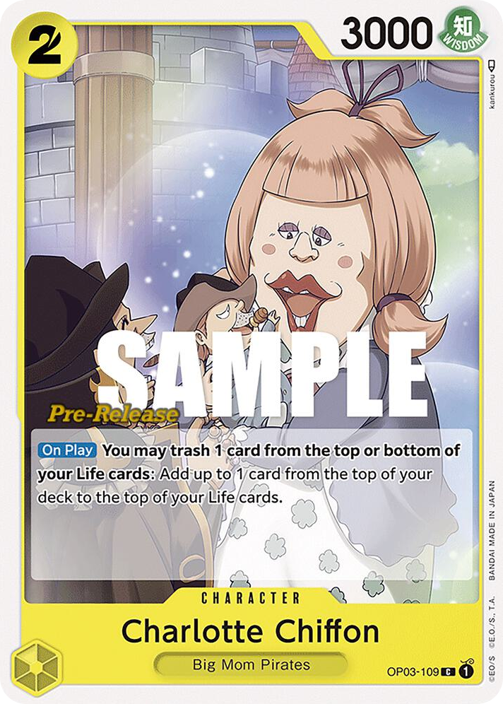 Charlotte Chiffon OP03-109 Pre-Release Stamp card, Pillars of Strength
