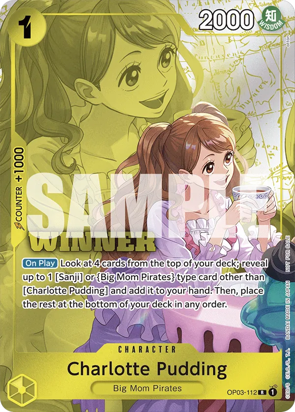 Charlotte Pudding OP03-112 Winner Stamp card, Pillars of Strength