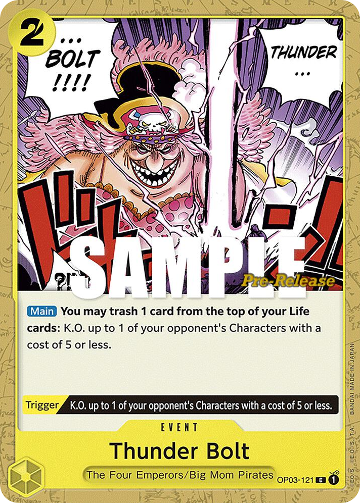 Thunder Bolt OP03-121 Pre-Release Stamp card, Pillars of Strength