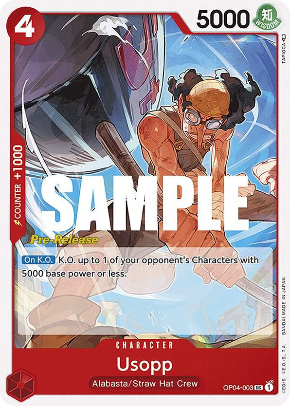 Usopp OP04-003 Pre-Release Stamp card, Kingdoms of Intrigue