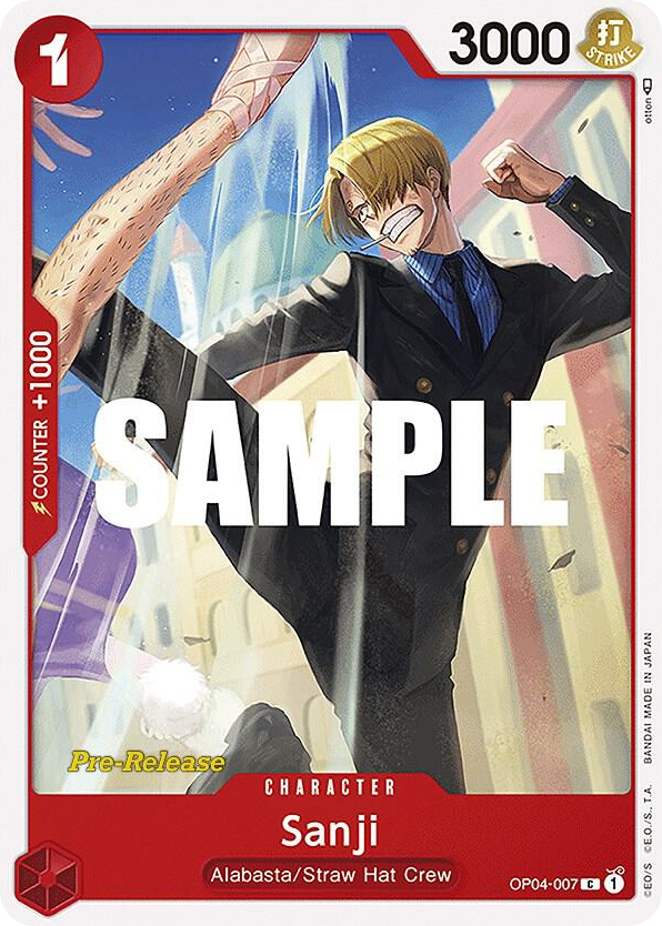 Sanji OP04-007 Pre-Release Stamp card, Kingdoms of Intrigue