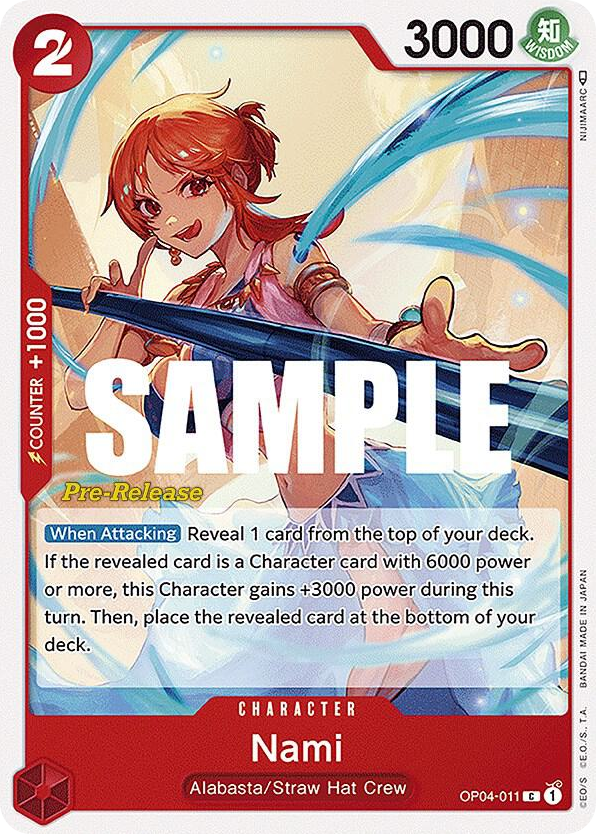 Nami OP04-011 Pre-Release Stamp card, Kingdoms of Intrigue