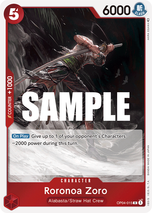 Roronoa Zoro OP04-015 card, Kingdoms of Intrigue