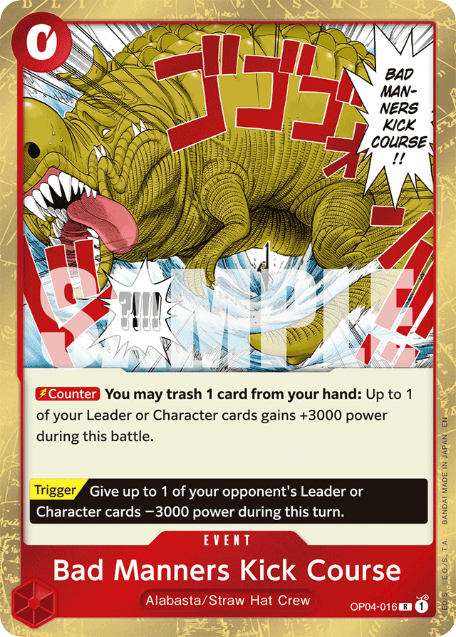 Bad Manners Kick Course OP04-016 Reprint card, Kingdoms of Intrigue