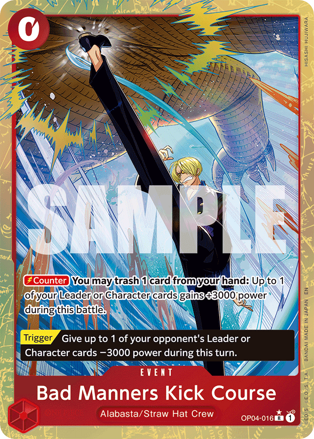 Bad Manners Kick Course OP04-016 Alt Art card, Kingdoms of Intrigue