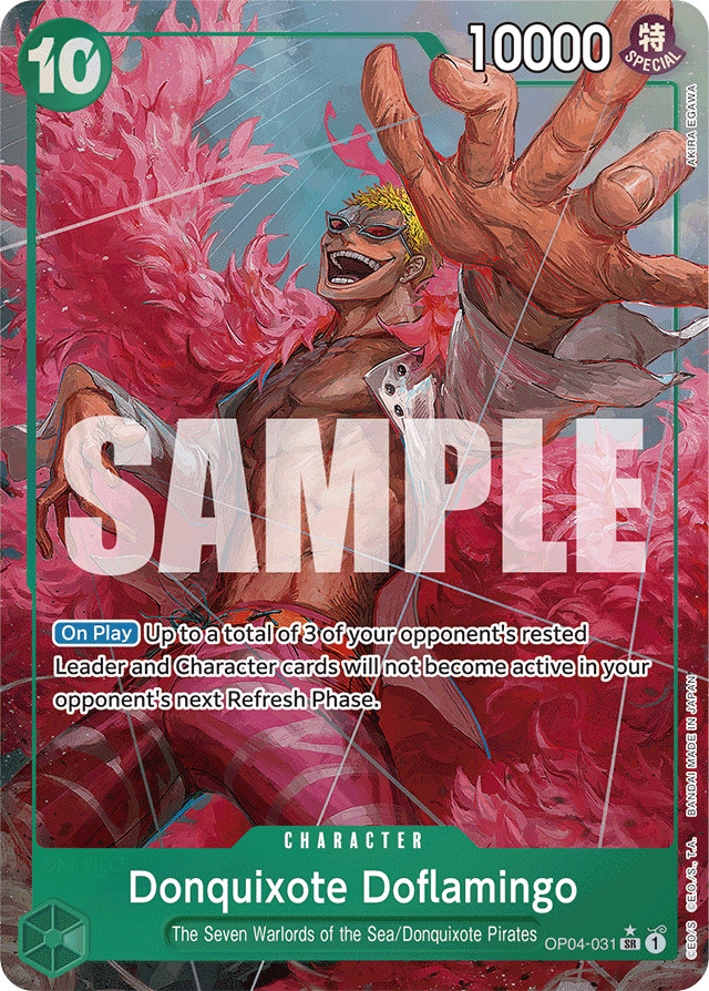 Donquixote Doflamingo OP04-031 Premium Alt Art card, Kingdoms of Intrigue