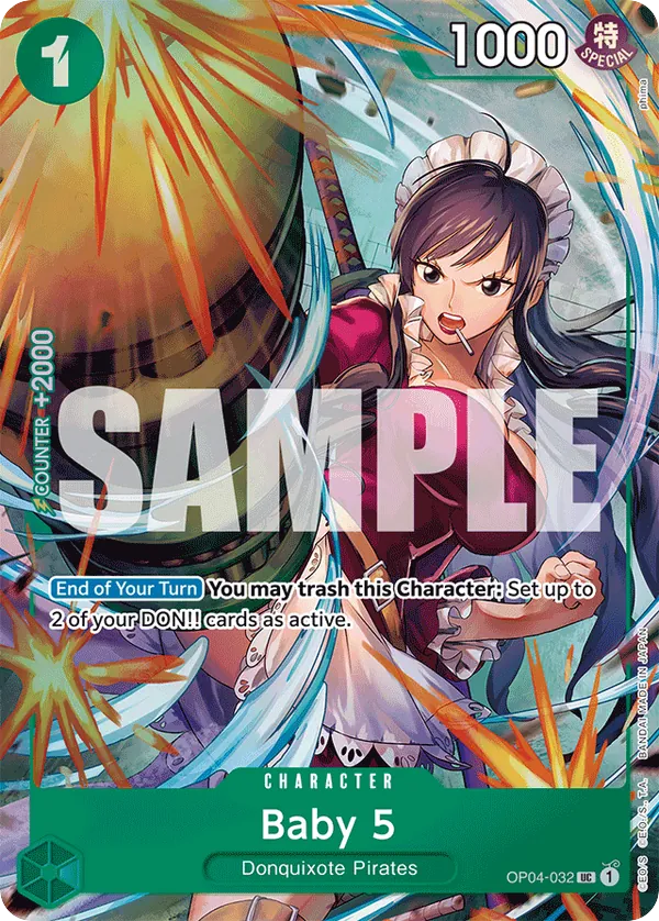 Baby 5 OP04-032 Best Selection Vol. 3 Alt Art card, Kingdoms of Intrigue