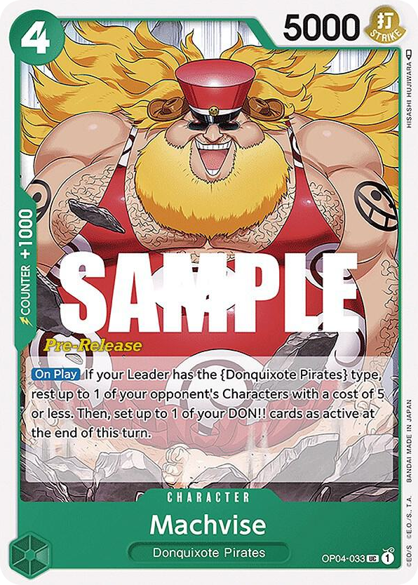 Machvise OP04-033 Pre-Release Stamp card, Kingdoms of Intrigue
