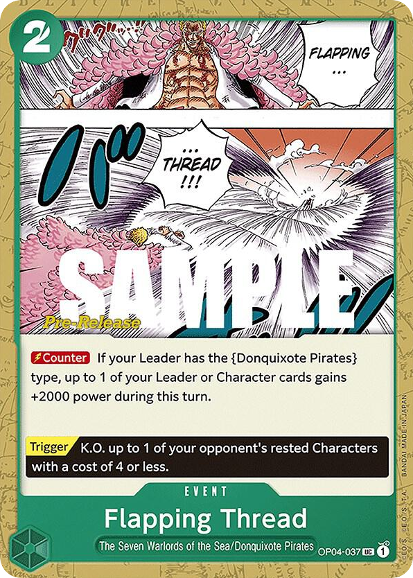 Flapping Thread OP04-037 Pre-Release Stamp card, Kingdoms of Intrigue