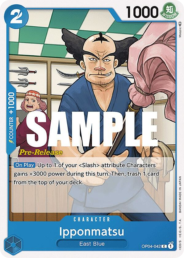 Ipponmatsu OP04-042 Pre-Release Stamp card, Kingdoms of Intrigue