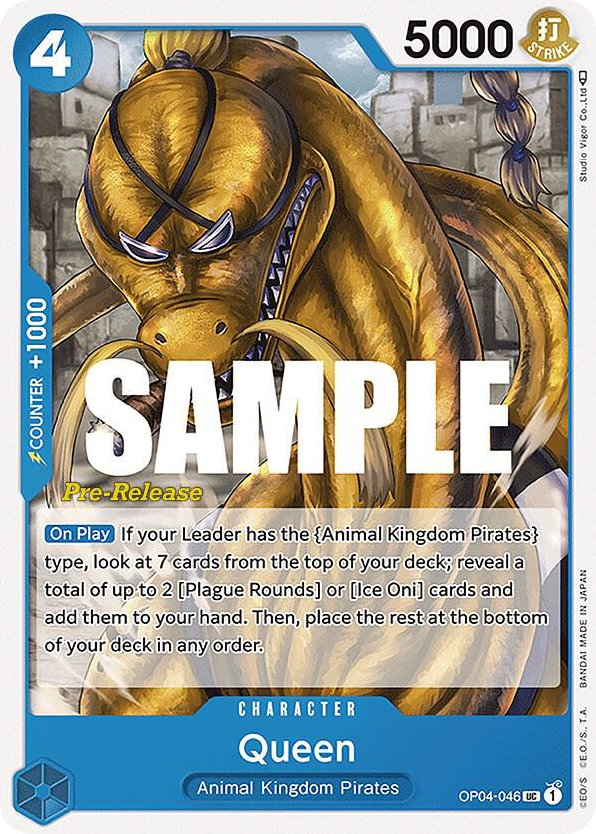 Queen OP04-046 Pre-Release Stamp card, Kingdoms of Intrigue
