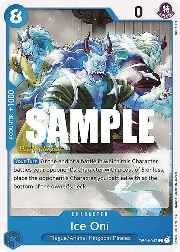 Ice Oni OP04-047 Pre-Release Stamp card, Kingdoms of Intrigue