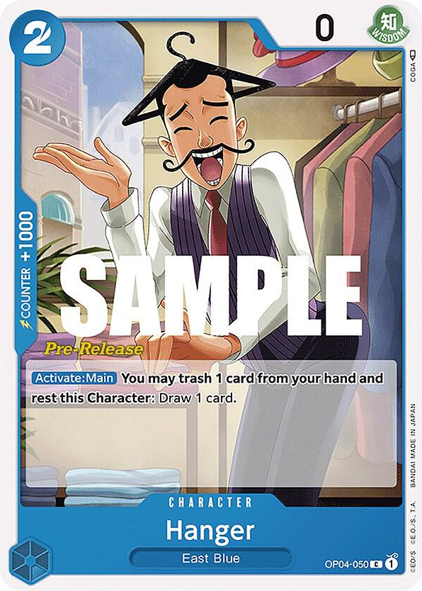 Hanger OP04-050 Pre-Release Stamp card, Kingdoms of Intrigue