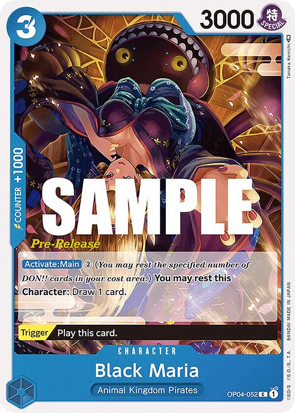 Black Maria OP04-052 Pre-Release Stamp card, Kingdoms of Intrigue