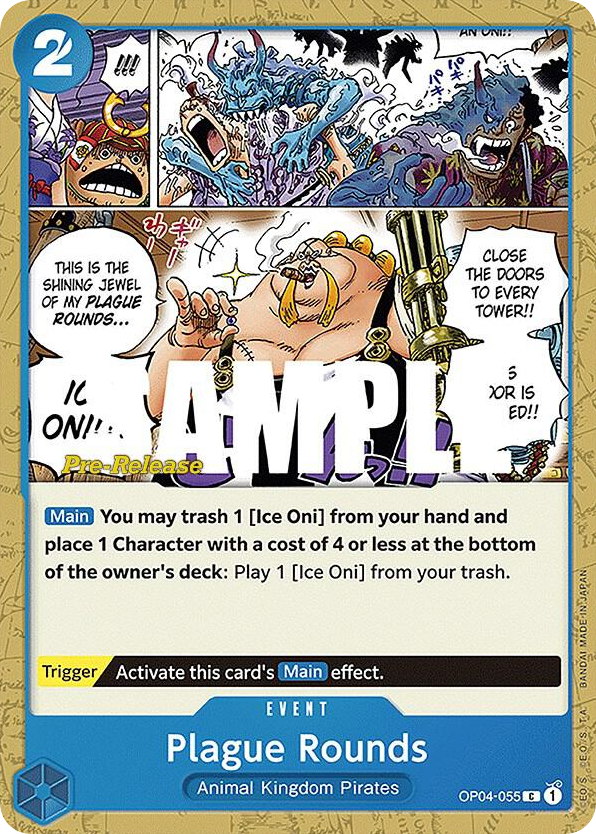 Plague Rounds OP04-055 Pre-Release Stamp card, Kingdoms of Intrigue