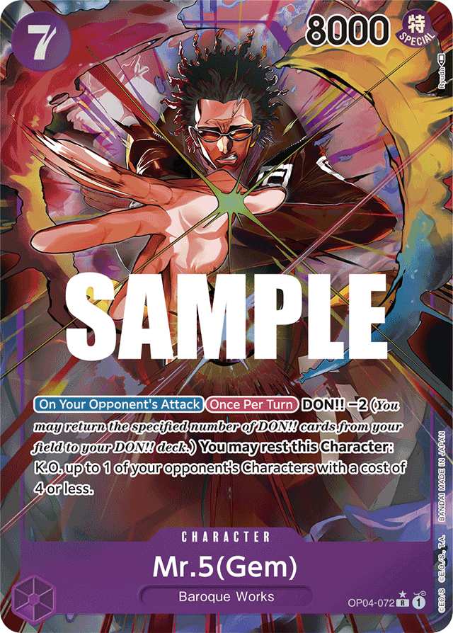 Mr.5(Gem) OP04-072 Alt Art card, Kingdoms of Intrigue
