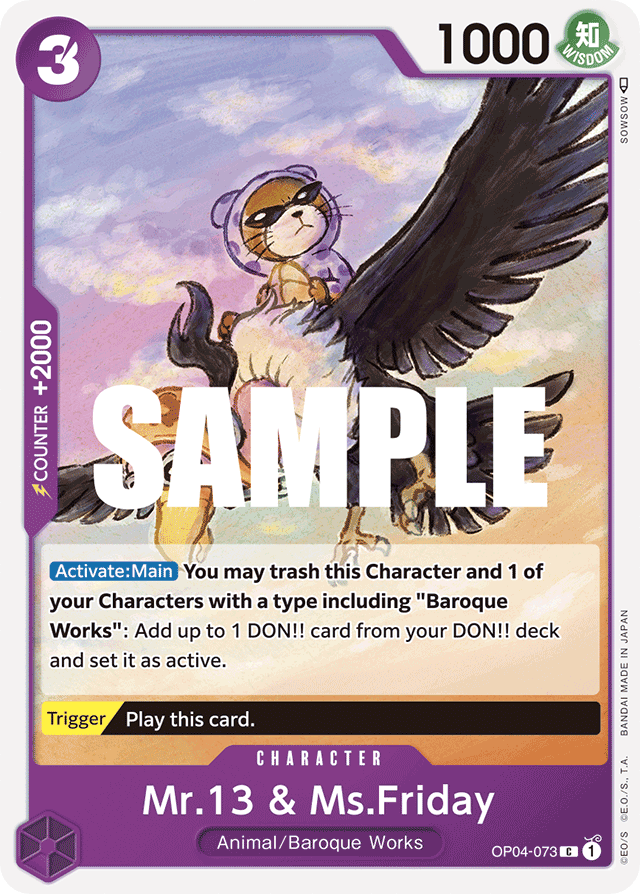 Mr.13 & Ms.Friday OP04-073 card, Kingdoms of Intrigue