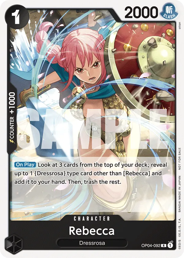 Rebecca OP04-092 Tournament Pack Vol. 2 Alt Art card, Kingdoms of Intrigue