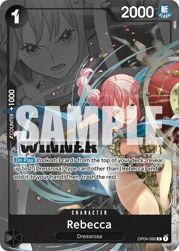 Rebecca OP04-092 Winner Stamp card, Kingdoms of Intrigue