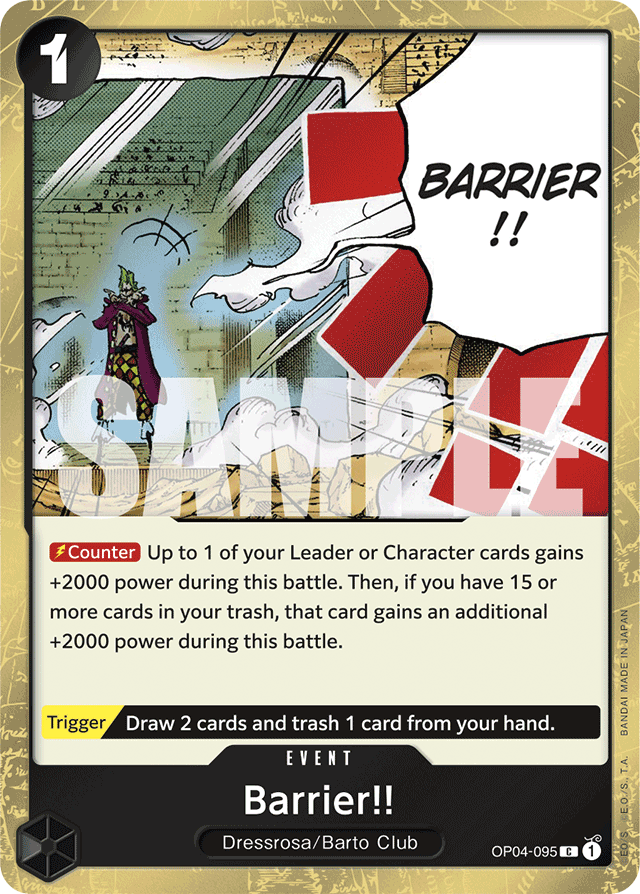 Barrier!! OP04-095 Textured Foil card, Kingdoms of Intrigue