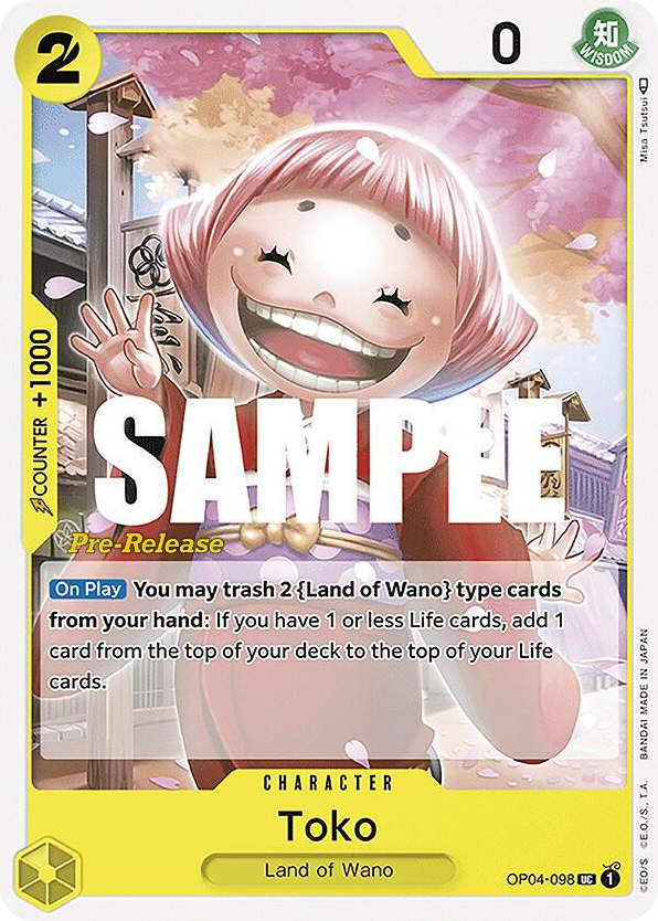 Toko OP04-098 Pre-Release Stamp card, Kingdoms of Intrigue