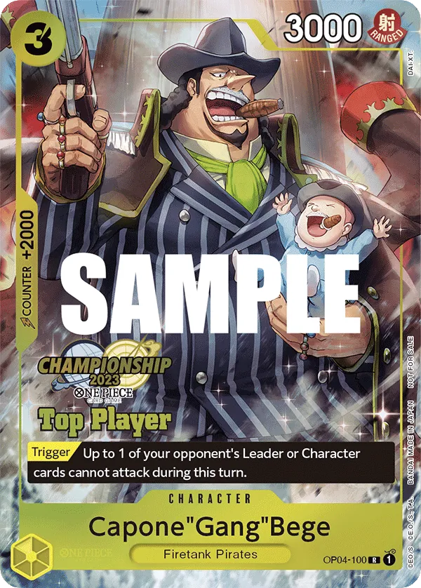 Capone"Gang"Bege OP04-100 Top Player Stamp card, Kingdoms of Intrigue