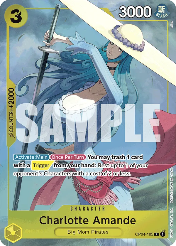 Charlotte Amande OP04-105 Best Selection Vol. 1 Alt Art card, Kingdoms of Intrigue
