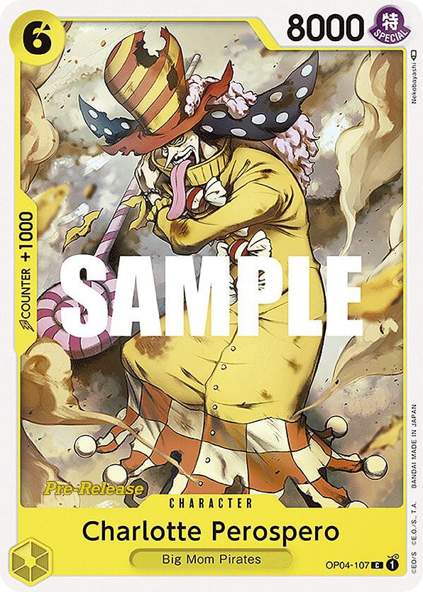 Charlotte Perospero OP04-107 Pre-Release Stamp card, Kingdoms of Intrigue