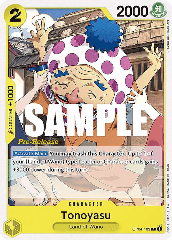 Tonoyasu OP04-109 Pre-Release Stamp card, Kingdoms of Intrigue
