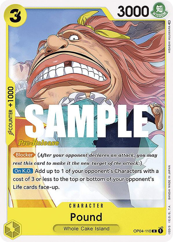 Pound OP04-110 Pre-Release Stamp card, Kingdoms of Intrigue
