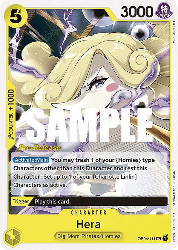 Hera OP04-111 Pre-Release Stamp card, Kingdoms of Intrigue