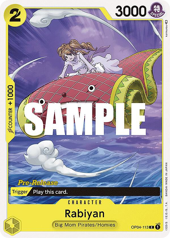 Rabiyan OP04-113 Pre-Release Stamp card, Kingdoms of Intrigue