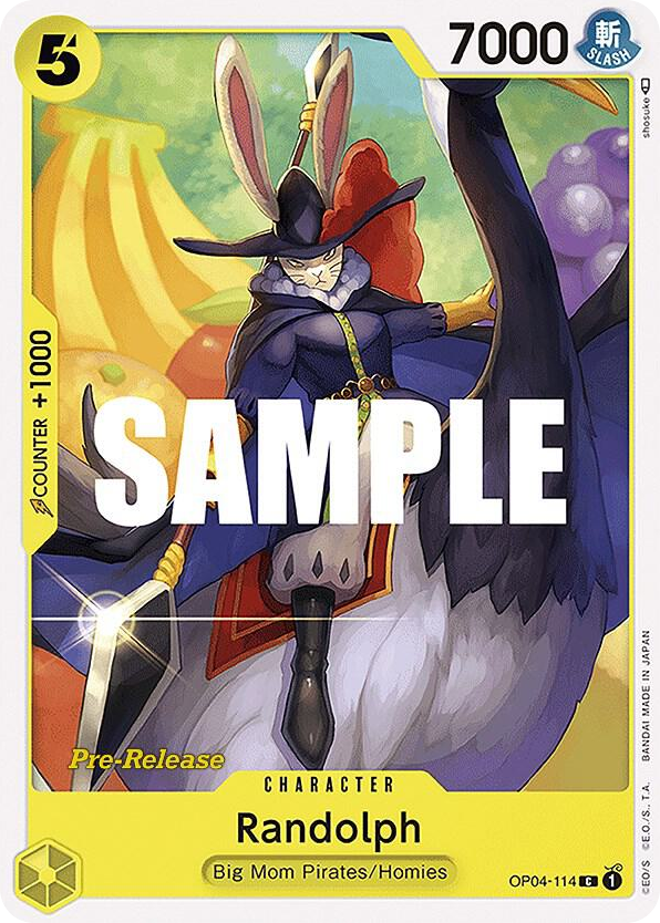 Randolph OP04-114 Pre-Release Stamp card, Kingdoms of Intrigue