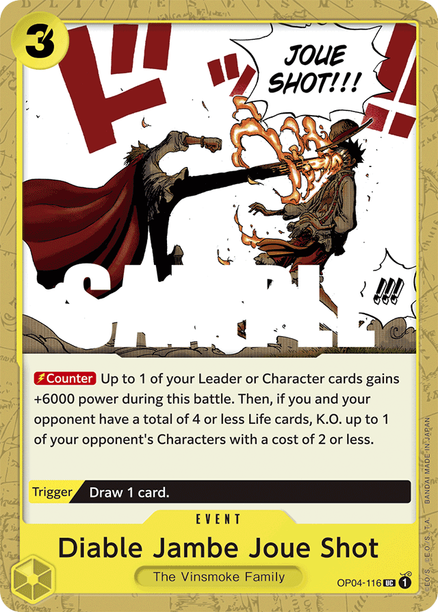 Diable Jambe Joue Shot OP04-116 card, Kingdoms of Intrigue