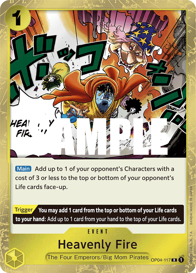 Heavenly Fire OP04-117 card, Kingdoms of Intrigue