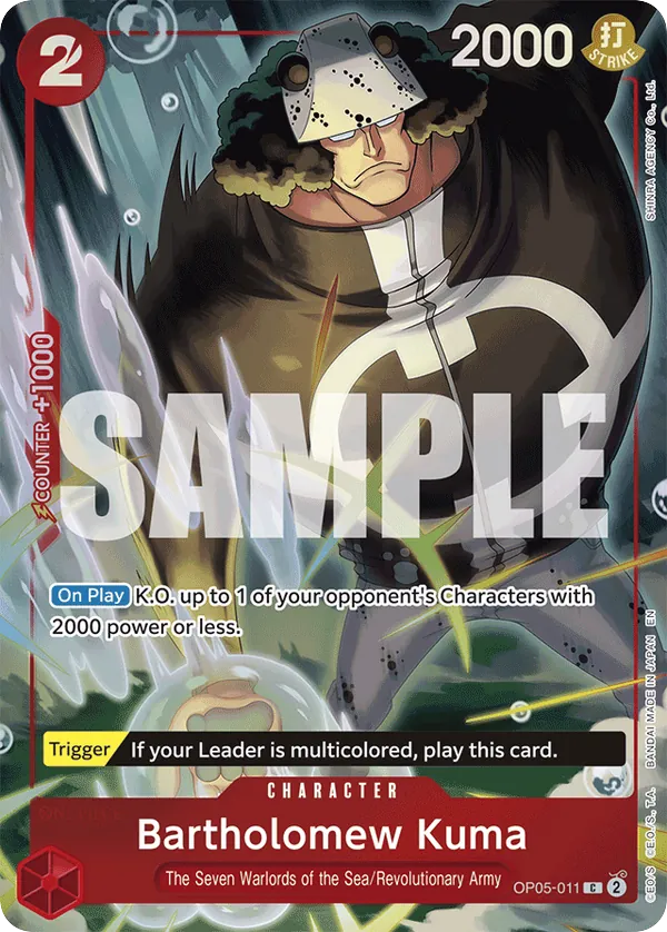 Bartholomew Kuma OP05-011 Seven Warlords Alt Art card, Awakening of the New Era
